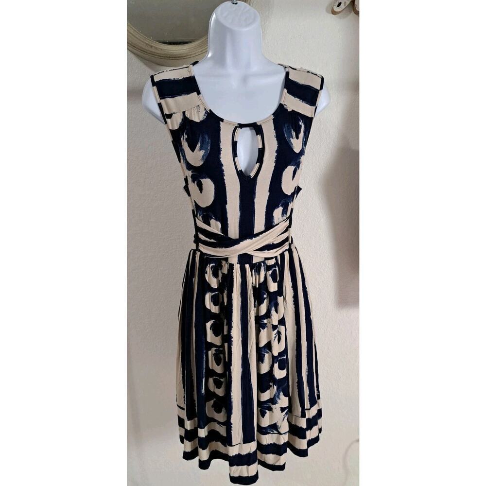 ANTHROPOLOGIE MAEVE Womens Navy Marin Sennebec Fit & Flare Jersey Dress XS - Picture 3 of 13